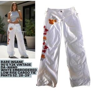 🌹 RARE Vintage Da-Nang Embroidered Cargo Pants 28/29"